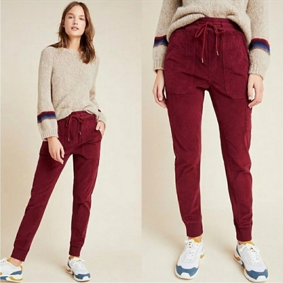 Anthropologie Pants - Anthropologie Leigh Burgundy Joggers Sz XS